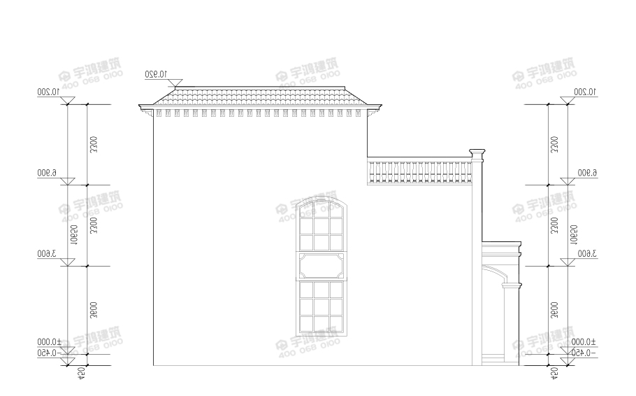 10x13米復式三層農(nóng)村自建房設計圖紙