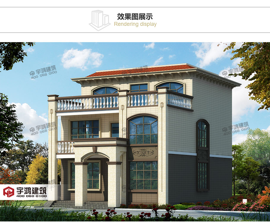 10x13米復式三層農(nóng)村自建房設計圖紙