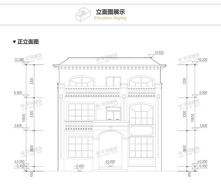 10x13米復式三層農(nóng)村自建房設計圖紙