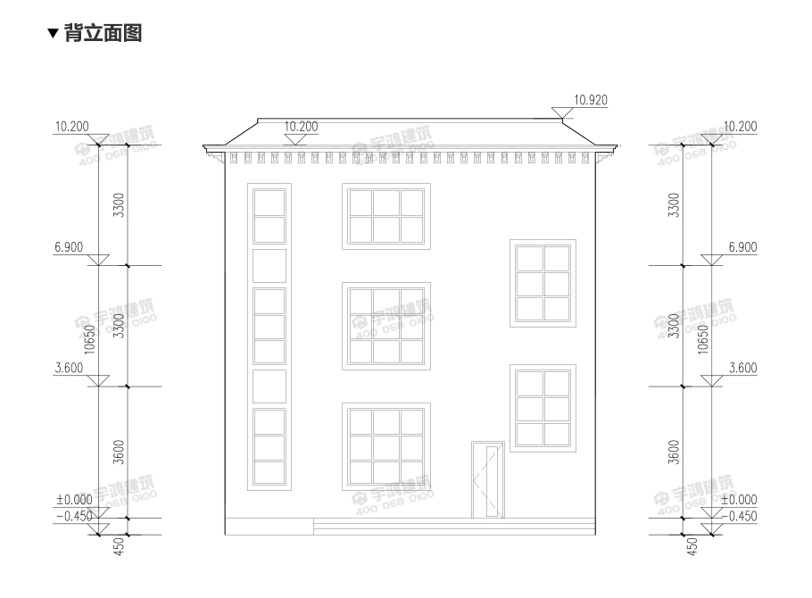 10x13米復式三層農(nóng)村自建房設計圖紙