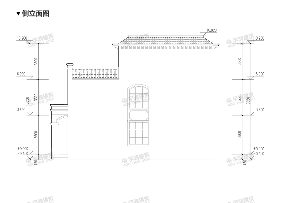 10x13米復式三層農(nóng)村自建房設計圖紙