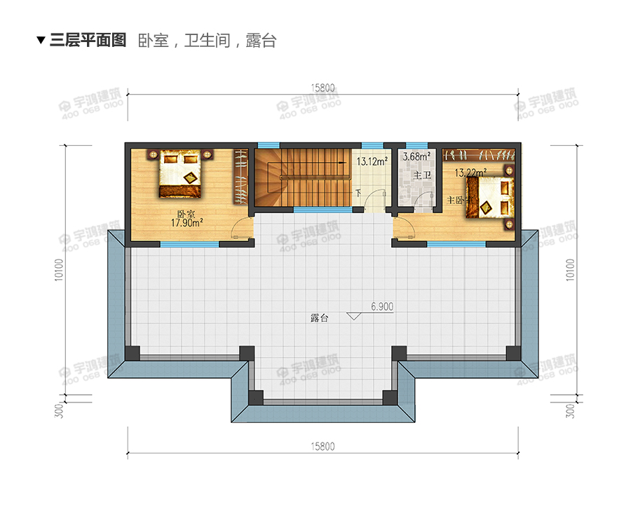 173平帶露臺三層農村小別墅設計圖紙