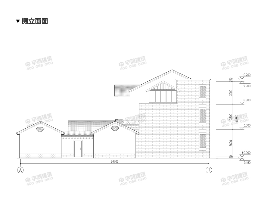 27x25米帶庭院新農(nóng)村別墅設(shè)計(jì)圖紙