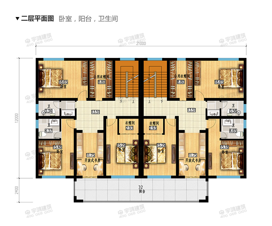 2019年新款農(nóng)村現(xiàn)代雙拼別墅設計圖紙及效果圖