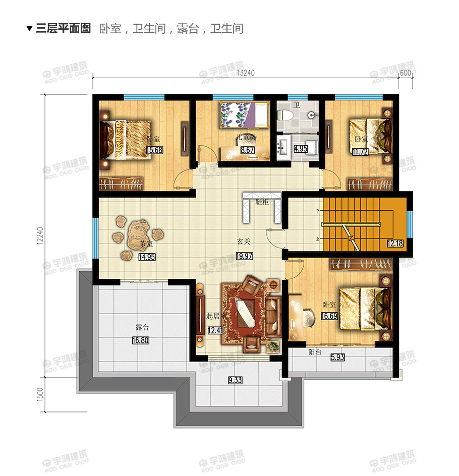 170平帶地下室新農(nóng)村三層自建房設計圖紙