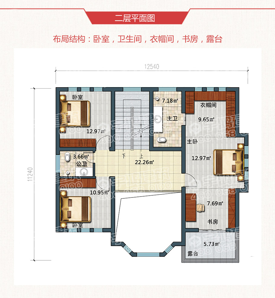 130平農(nóng)村20萬元二層小別墅樓平面戶型設計圖紙