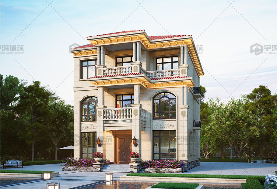 開間10.32米的三層歐式別墅全套圖紙 開間10.32米的三層歐式別墅全套圖紙