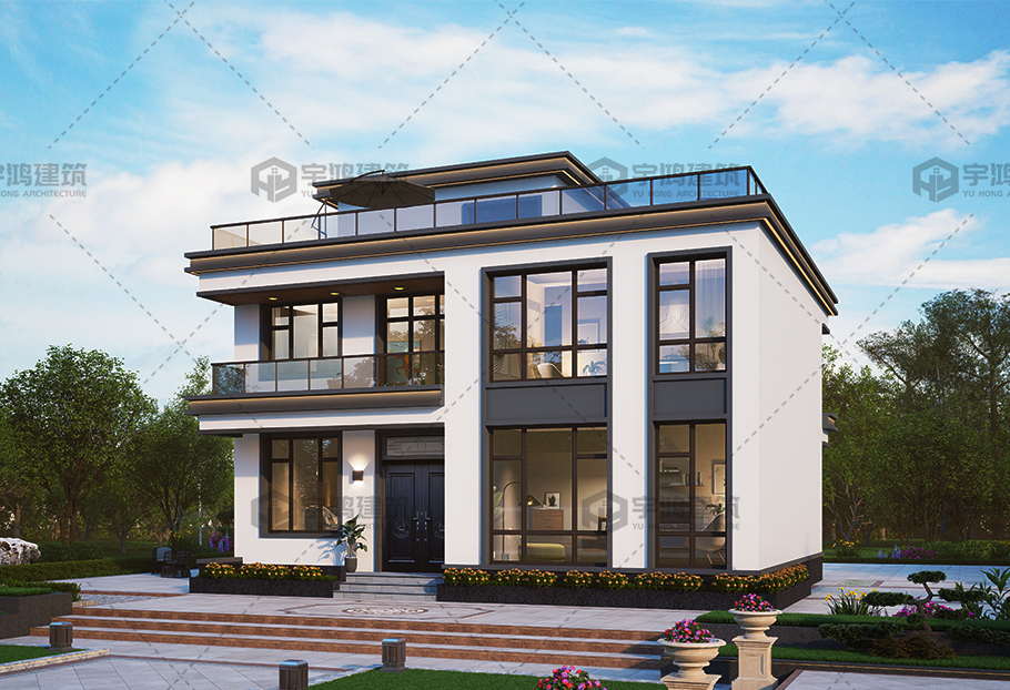 戶型方正三層現代別墅全套圖紙