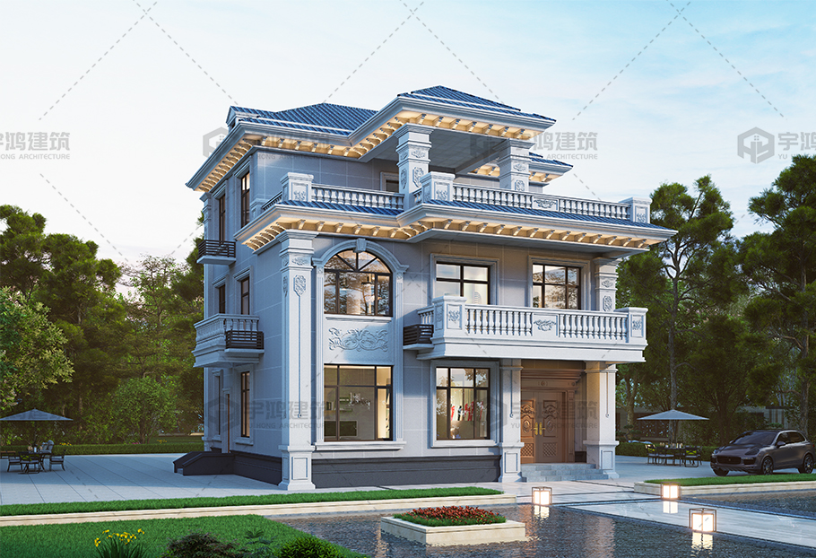 開間進(jìn)深均為11.30米的三層歐式別墅全套圖紙