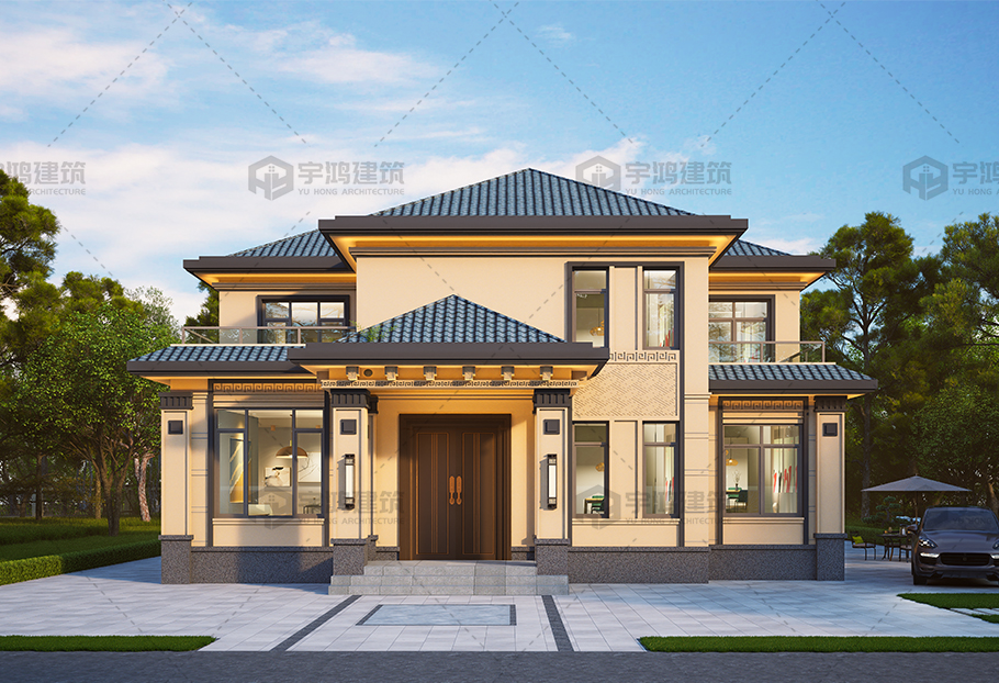 進深9米的新中式二層別墅全套圖紙